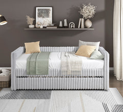 1pc Daybed with Trundle Gray Corduroy Fabric Upholstery Modern Luxury Home Furniture Durable Comfortable