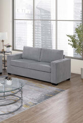 Elegant Simple Sofa w Console Cup Holder And Loveseat 2pcs Sofa set Light Gray Wide-Welt Corduroy Living Room Couch