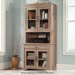 Library Hutch with Glass Doors, Brown finish