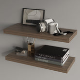 FM FURNITURE Iva Floating shelf in melamine x2 ,Natural Walnut