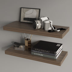 FM FURNITURE Iva Floating shelf in melamine x2 ,Natural Walnut
