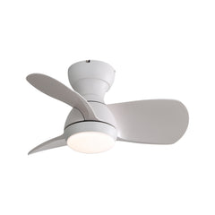 23 Inch Indoor Ceiling Fan With 3 ABS Blades Remote Control Reversible DC Motor White With 18W Led Light