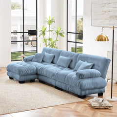 Luxury Modular Sectional Sofa Couch,Oversized L Shaped Cloud Couch for Living Room,Deep Seat Sofa Couch with Convertible Ottoman,Chenille Blue