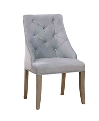 Transitional Style 2pc Side Chair Nailhead Trim Button Tufted Back Silver And Gray Finish Dining Room