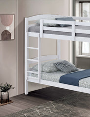 Twin Over Twin Transitional Bunk Bed Arch Design White Finish