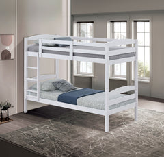 Twin Over Twin Transitional Bunk Bed Arch Design White Finish