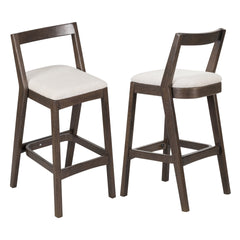 Jasper Indoor Rubberwood Barstool, Dark Brown Finished and Beige Upholstery, Set of 2