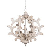 6 - Light Wood Chandelier, Hanging Light Fixture with Adjustable Chain for Kitchen Dining Room Foyer Entryway, Bulb Not Included