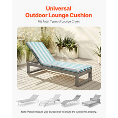 Set of 2 Outdoor Chaise Lounge Chair Cushions 80 x 26 in Waterproof Thick