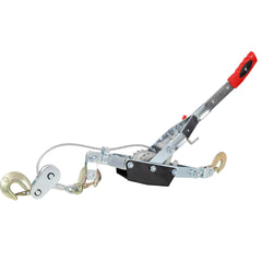 4T HAND Winch PULLER,DOUBLE GEAR,3 HOOKS, 12FT Cable,Power Cable Puller with Dual Gears Ratchet System for Easy Hand Pulling
