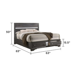Traditional Queen 5 PC Storage Bedroom Set in Gray made with Wood