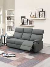 Gray Color Burlap Fabric Recliner Motion Sofa 1pc Couch Manual Motion Sofa Living Room Furniture