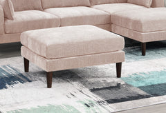 Beautiful Blush Pink Ottoman Morgan Fabric 1pc Ottoman Soft Cushion Wood Legs Living Room Furniture