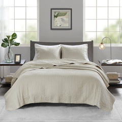 2 Piece Quilt Set Cream Twin/Twin XL