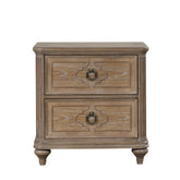 Simple Contemporary 1pc Nightstand Rustic Oak Veneer Solid wood Bedside Table w USB-A And USB-C