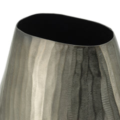 9.5x5.5x12" Aluminum Layered Chisel Oval Vase