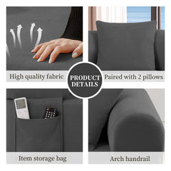 Spring Sofa with High-Quality Fabric, Pillows & Storage - Pocketed Springs, High-Density Foam, for Living Room, Apartment or Studics,Gray.