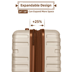 Luggage Sets 6 Piece with Duffel Bags, Hardside Expandable Suitcases with Spinner Wheels TSA Lock, Cream
