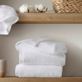 4-Piece 100% Cotton Quick Dry Diagonal Ribbed 4pcs Hand Towel Set, White