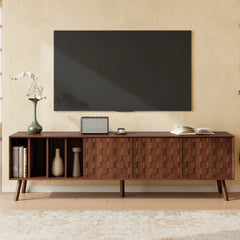 70" Mid-Century Modern TV Stand, Media Console Table for TVs up to 80'', Entertainment Center with 5 Solid Wood Legs for Living Room, Bedroom