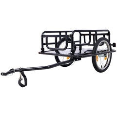 Foldable Bike Cargo Trailer with Universal Bike Hitch, Bicycle Wagon Trailer with 16" Wheels & Reflectors, Large Loading Bike Trailer Storage Cart