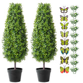 2 Pack 3' Artificial Boxwood Topiary Tree Faux Plant UV Decor In/Outdoor