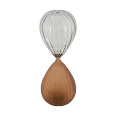 3.7x3.7x9.8" Ribbed 45-Minute Hourglass with Copper and Gray Finish and White Sand