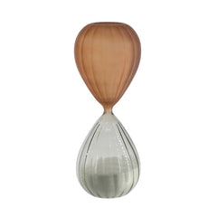 3.7x3.7x9.8" Ribbed 45-Minute Hourglass with Copper and Gray Finish and White Sand