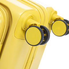 14"/20" 2 pcs/set in ABS Spinner Wheel Luggage, with Combination Lock and Front Opening Design, 14" Cosmetic Case (Yellow)