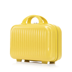 14"/20" 2 pcs/set in ABS Spinner Wheel Luggage, with Combination Lock and Front Opening Design, 14" Cosmetic Case (Yellow)