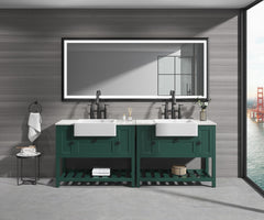 88 x 38 Inch LED Bathroom Mirror with Aluminum Frame, Wall Mounted Vanity Mirror, Anti-Fog, Memory, 3 Colors, Stepless Dimmable