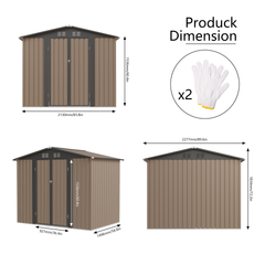 8FT x 6FT garden shed with Apex Roof for patio backyard use galvanized steel metal sheds storage house