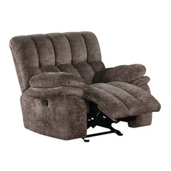 Transitional Style Glider Recliner Track Pillow Top Arms High Density Foam Dark Brown Finish Primary Living Room