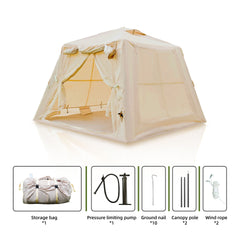 5.76 m ² Inflatable Tents for Camping with canopy, Blow Up Tent with Hand Pump, Easy Setup InflatableTent 4 Season Tent, Waterproof Oxford Air Glamping Tents for Camping Adult 2-3 Person