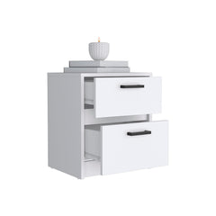Nightstand Chequered, Two Drawes, White Finish