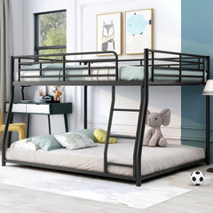 Metal Floor Bunk Bed, Full XL over Queen, Black
