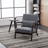 Mid-Century Modern Accent Chair&Coffee Table Set,Vintage Luxury Style, Leisure Chair(Antique Dark Gray)& coffee table (Walnut-Tone), suitable for living rooms and bedroom relaxation areas