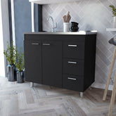 Wenge 2-Door 3-Drawer Kitchen Cabinet
