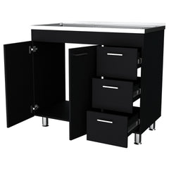 Wenge 2-Door 3-Drawer Kitchen Cabinet