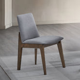 Walnut Finish Side Chairs Set of 2, Gray Fabric Upholstery Seat and Back Wooden Kitchen Casual Dining Furniture