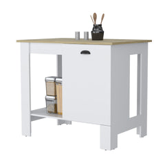 Lander Kitchen Island with Single Door and Lower Open Shelf