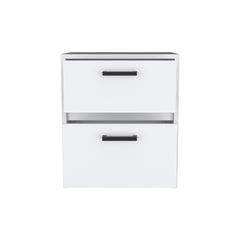 Nightstand 18"H , 2 Drawers with Metal Handles, White