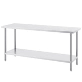 Stainless Steel Prep Table, 24 x 72 x 34 Inch, Heavy Duty Metal Worktable with 3 Adjustable Height Levels, Commercial Workstation for Kitchen Garage Restaurant Backyard