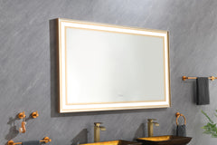 60 x 36 Inch LED Bathroom Mirror with Aluminum Frame, Wall Mounted Vanity Mirror, Anti-Fog, Memory, 3 Colors, Stepless Dimmable
