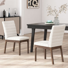 Upholstered Dining Chairs With Rubber Legs (Set of 2),Light Beige