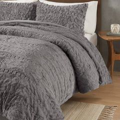 King/Cal King Ruched Fur Down Alternative Comforter Set