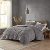 King/Cal King Ruched Fur Down Alternative Comforter Set