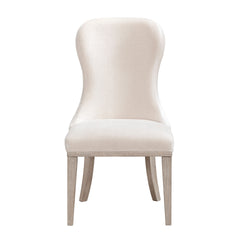 Traditional Elegance Side Chairs Set of 2 Dining Furniture Ivory Fabric Upholstery Durable Cushion Seat Back Classic Design Comfort