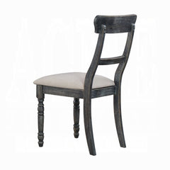 Rustic Style Gray Finish Dining Side Chairs Set of 2pcs Light Brown Upholstered Seat Wooden Dining Furniture