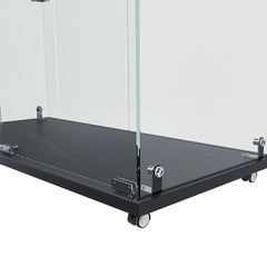 4-Tier Glass Display Cabinet with 5 Dynamic LED Modes, Double Doors & Fixed Shelves for Easy Access, Floor Standing Showcase for Home Office or Store Display